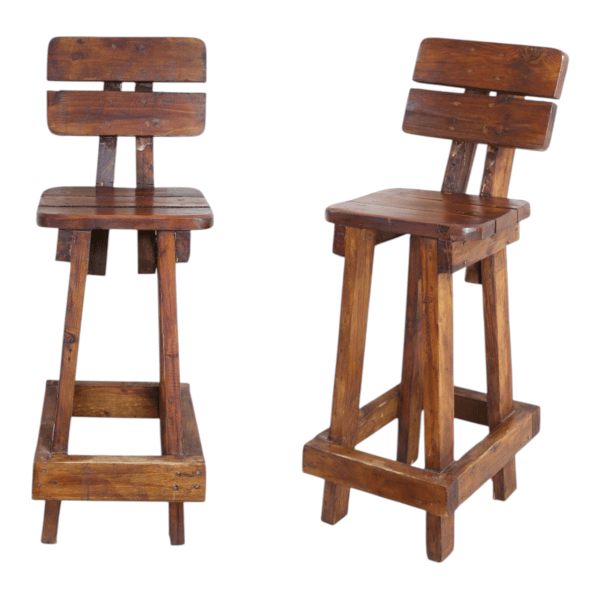 5 Farmhouse Timber Peg Swivel Barstools with Back