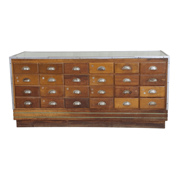 An antique apothecary cabinet or display case
