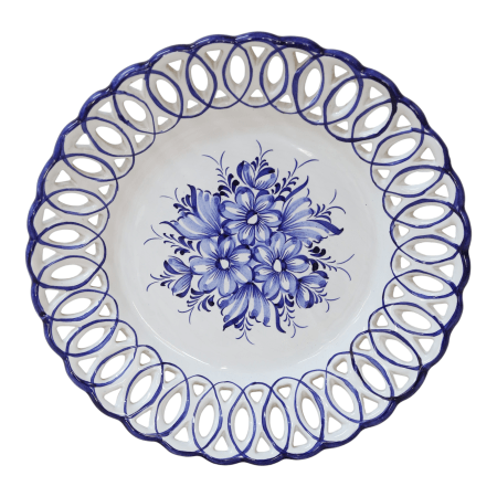 Hand-painted blue and white Portuguese ceramic decorative plate