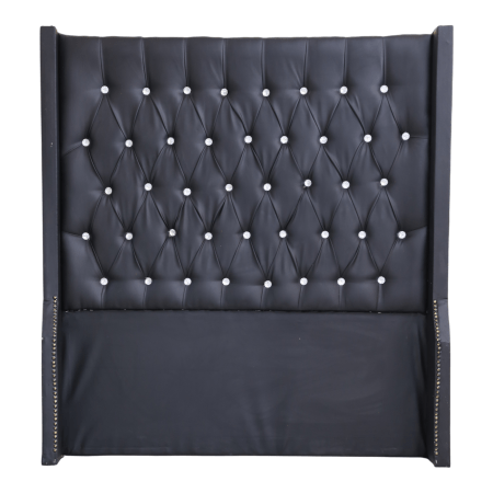 Black upholstered wingback headboard
