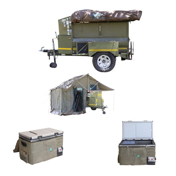 Off-road camping trailer with camping fridge